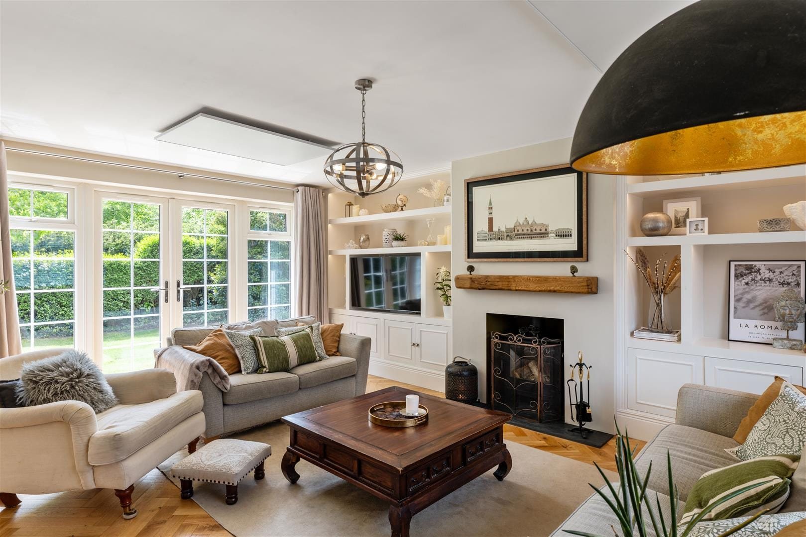 Living room with layered lighting